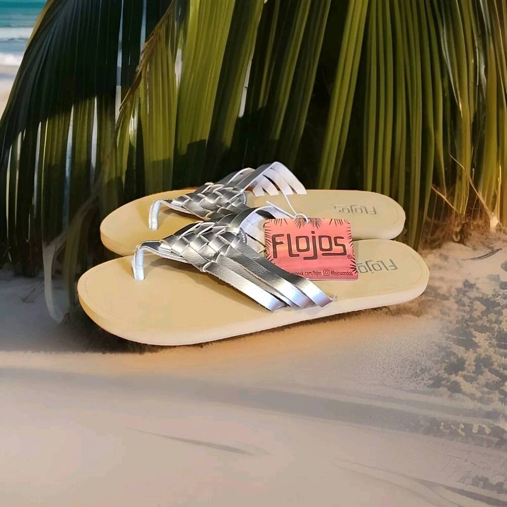 NEW FLOJOS women's elena thong sandal in silver